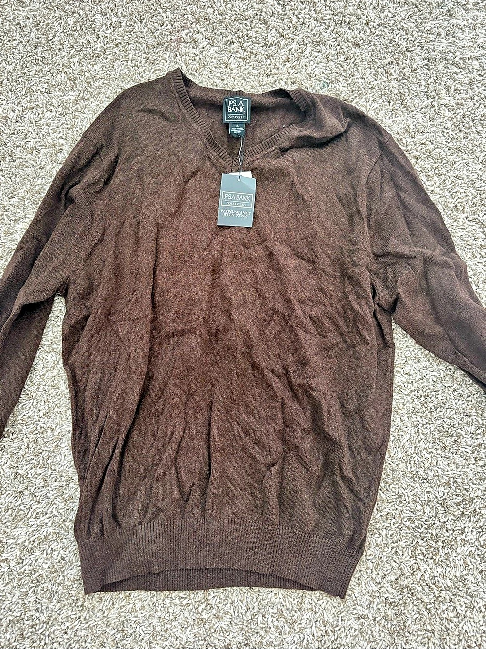 Jos. A. Bank Traveler V-Neck Sweater Brown Medium NWT